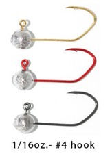 1/16oz Collarless (100ct) w/#4 Eagle Claw Sickle, (Red/Gold/Black Chrome hook)