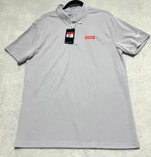 Nike Golf Dri-Fit Polo Shirt Size Large Gray CSS Embroidered Logo Swoosh NWT