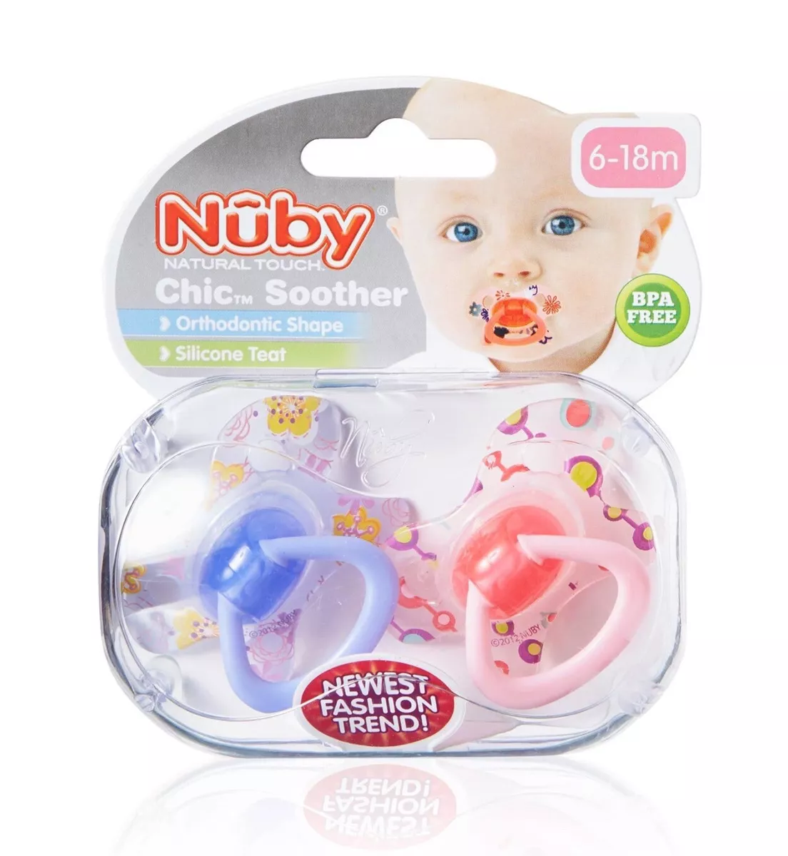 Nuby Natural Touch Chic Orthodontic Silicone Soothers Pacifiers 6