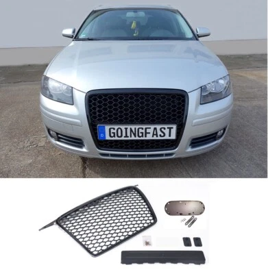 Calandre Grille Noir Brillant Nid D'abeille Sans Sigle compatible avec Audi A3 8 - Photo 1/4