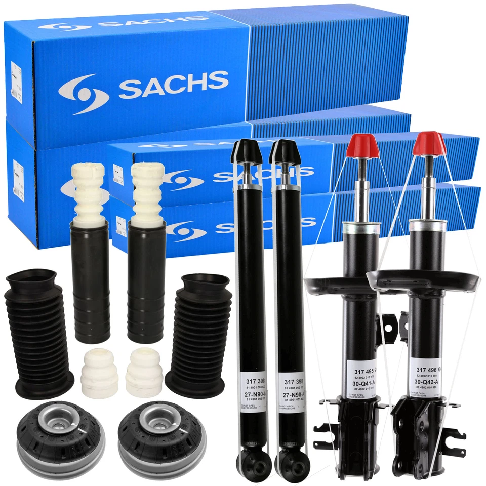4x SACHS Stoßdämpfer + Service-Kit + Domlager Vorne Hinten für CORSA E X15