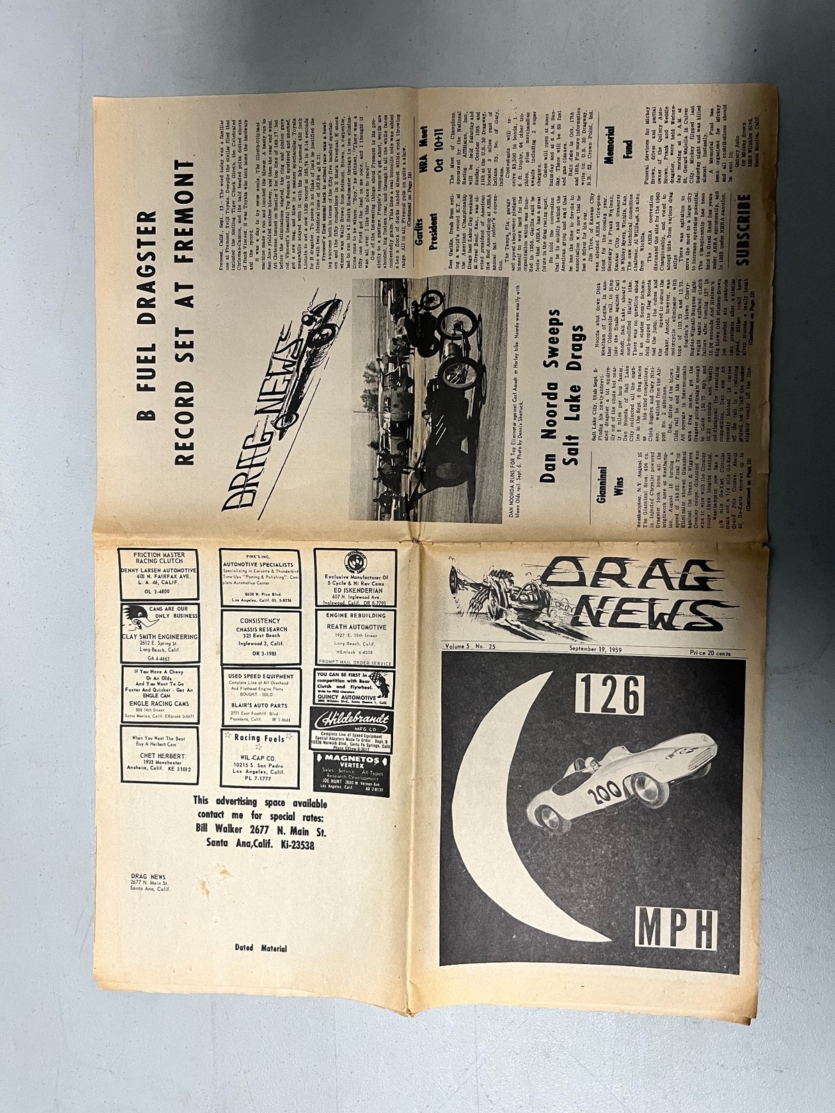 SEPTEMBER 19, 1959 DRAG NEWS DON GARTLITS ELECTED PRESIDENT OF AHRA +++++++++