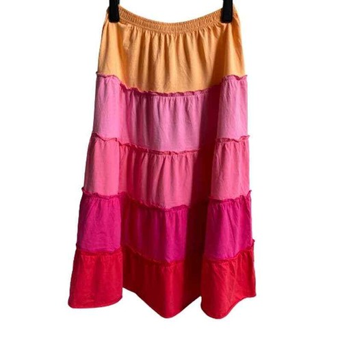 Garnet Hill GH Girls' Cotton Tiered Knit Skirt sz14 +3Reusuable Sandwich bag NEW - Picture 2 of 12