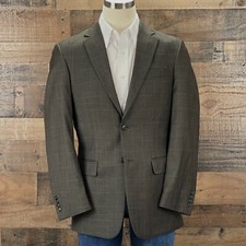 Jos A Bank Sport Coat Mens 38L Brown Windowpane Wool Blazer Suit Jacket Casual