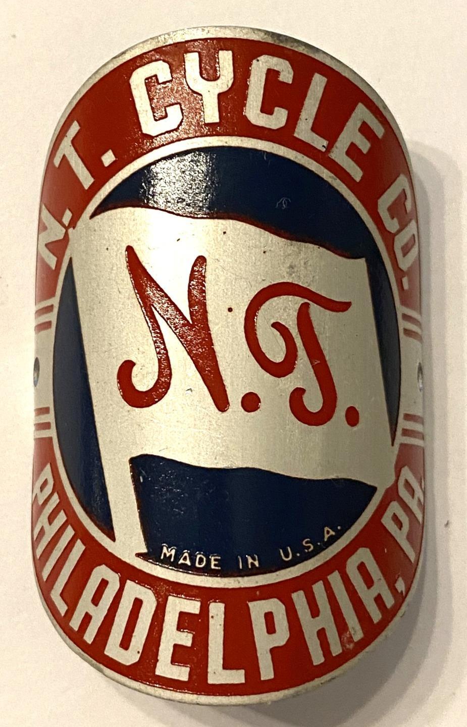 N.t. Head Badge Tag From N.t. Cycle Co Philadelphia, Pa #200