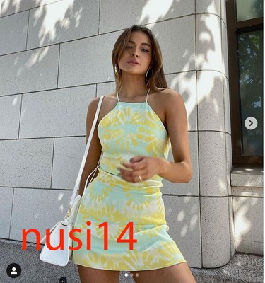 ROBE FEMME ZARA NEUVE COURTE IMPRIMÉE COL LICOU TYEAMARILLO XS-XXL