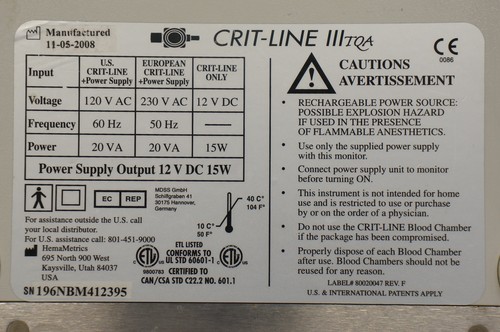 HemaMetrics CRIT-LINE III TQA Monitor Profile Guide - Picture 11 of 11