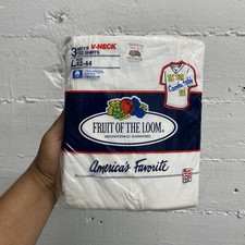 Vintage Fruit Of The Loom V Neck T Shirts Size Large White 3 Pack 1992 NOS New