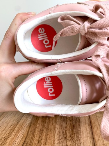 ROLLIE Weekender pink lace up leather metallic lace up sneakers sz 38 - Picture 11 of 13