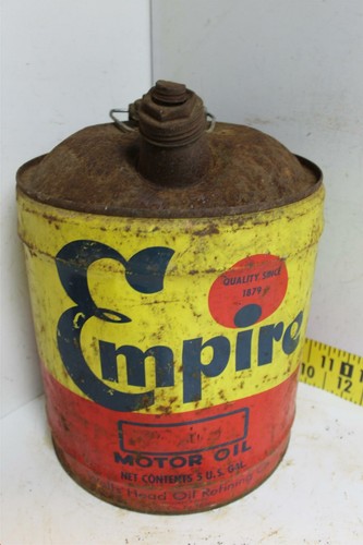 5 Gallon Motor Oil Gas Can Empire Motor Oil / Wolfs Head Oil Refining Mancave - Picture 1 of 10