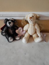 Annette Funicello Collectable Angel Bears Lot of 2 Plush Gold Wing Jointed READ