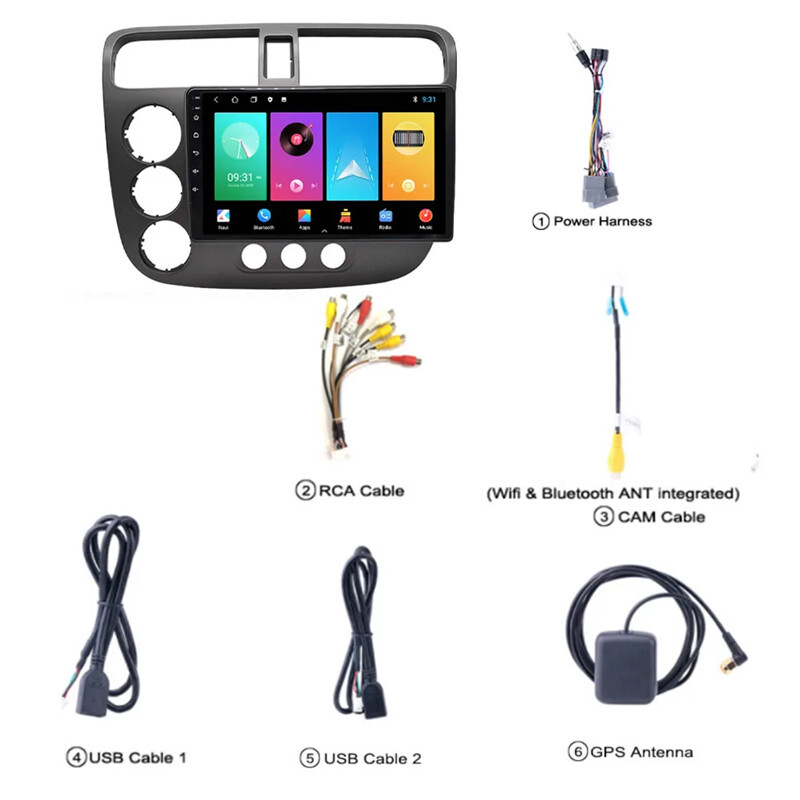 2DIN Android radio For CIVIC 01-06 Car stereo Multimedia Player Carplay GPS Navi