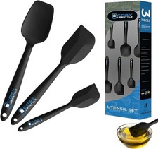 Silicone Spatulas, Set of 3 Heat Resistant Spoon Spatula, Non-stick Baking Tools