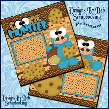 COOKIE MONSTER Premade Scrapbook Pages paper printed layout DBDS