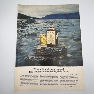 Ballantine's Scotch Whisky 1963 Print Ad 10.25''x13.75'' Loch Lomond Scotland