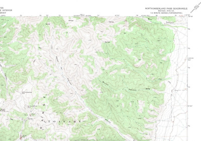 Northhumberland Pass, Nevada 1971 Vintage USGS Topo Map 7.5 Quadrangle - Shaded