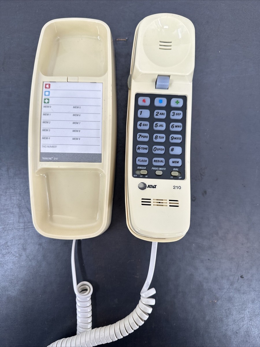 AT&T 210 Basic Trimline Corded Phone Single Line No AC Power