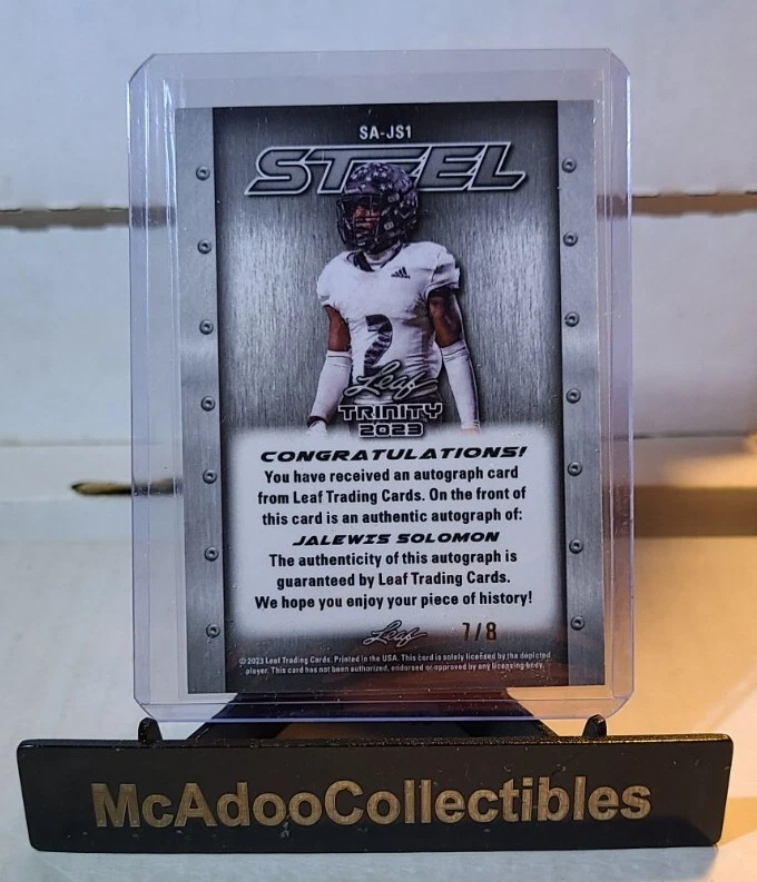 Jalewis Solomon 2023 Leaf Trinity Tungsten Steel Auto Purple ’ed /8 - Image 2 of 2