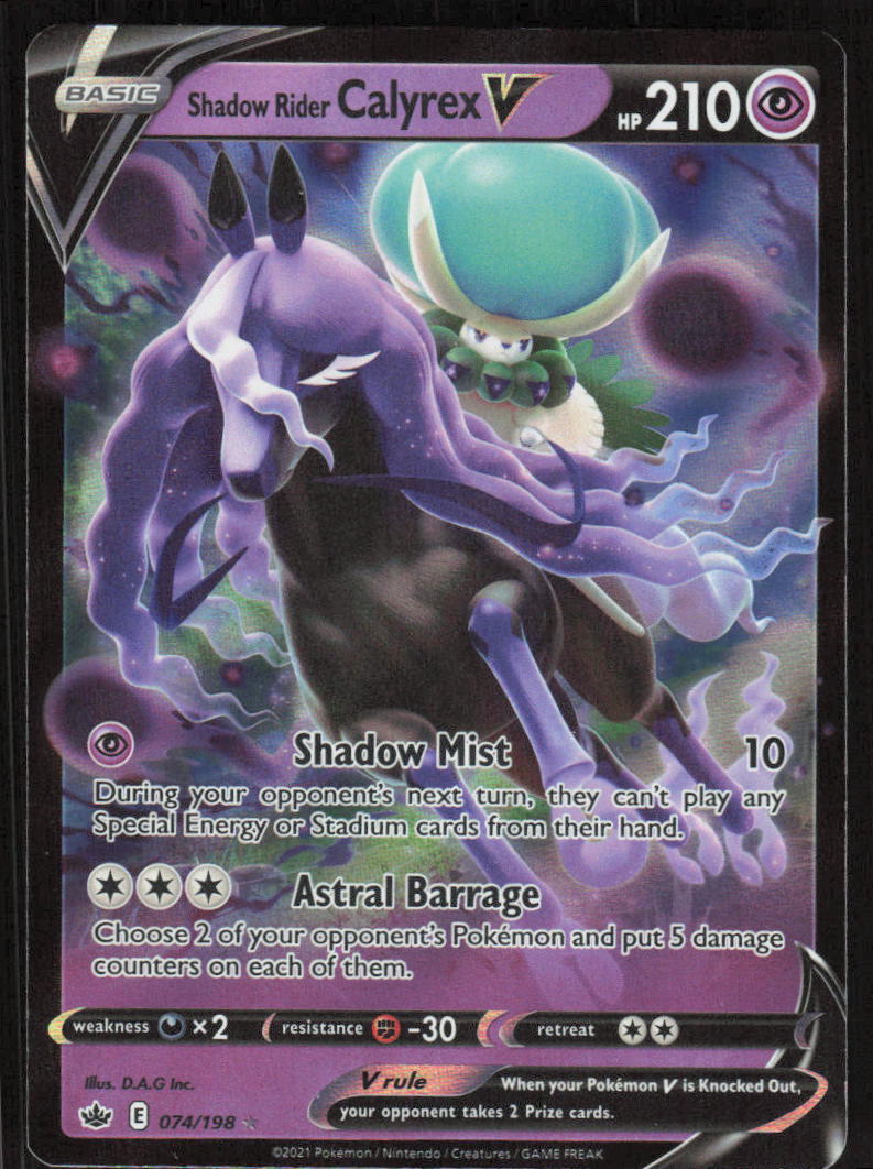 Pokemon TCG SWSH06: Chilling Reign #074/198 Shadow Rider Calyrex V NM
