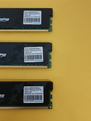 LOT OF 3X Adata Gaming Series ( 2GB PC3-12800U DDR3-1600