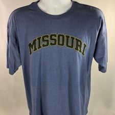 Vintage Missouri T Shirt Single Stitch USA Made 50/50 XL Feathers on Back Blue