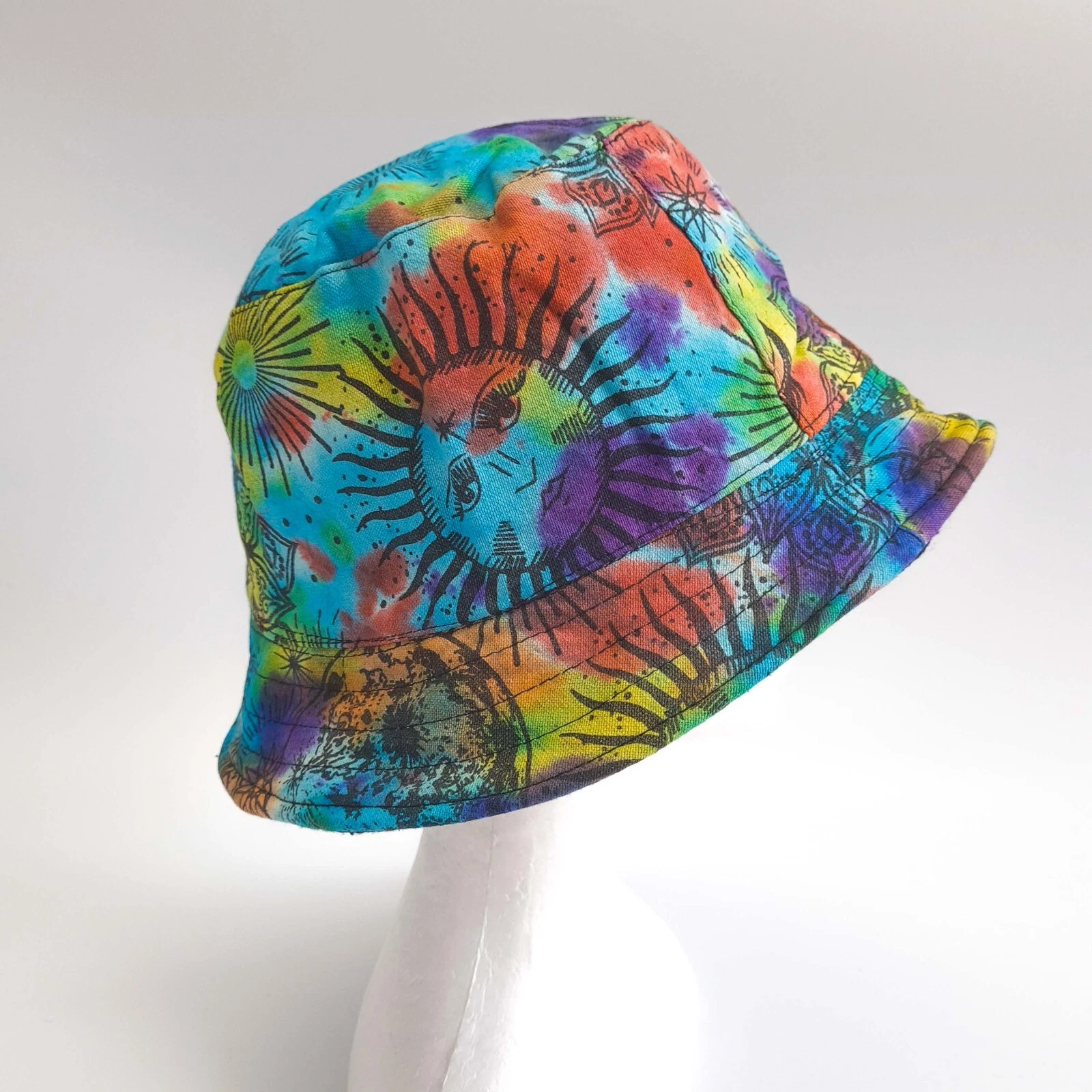 Bucket Hat Sun and Moon Boho Festival Fishing Hippie Handmade Beach Outdoor