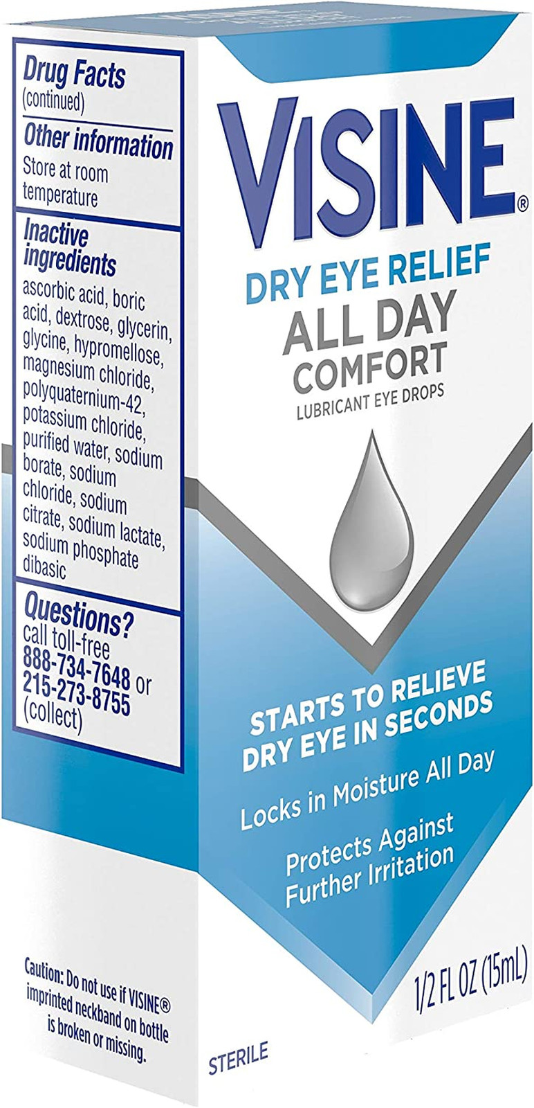 Visine Dry Eye Relief All Day Comfort Lubricant Eye Drops, 0.5 Fl. Oz