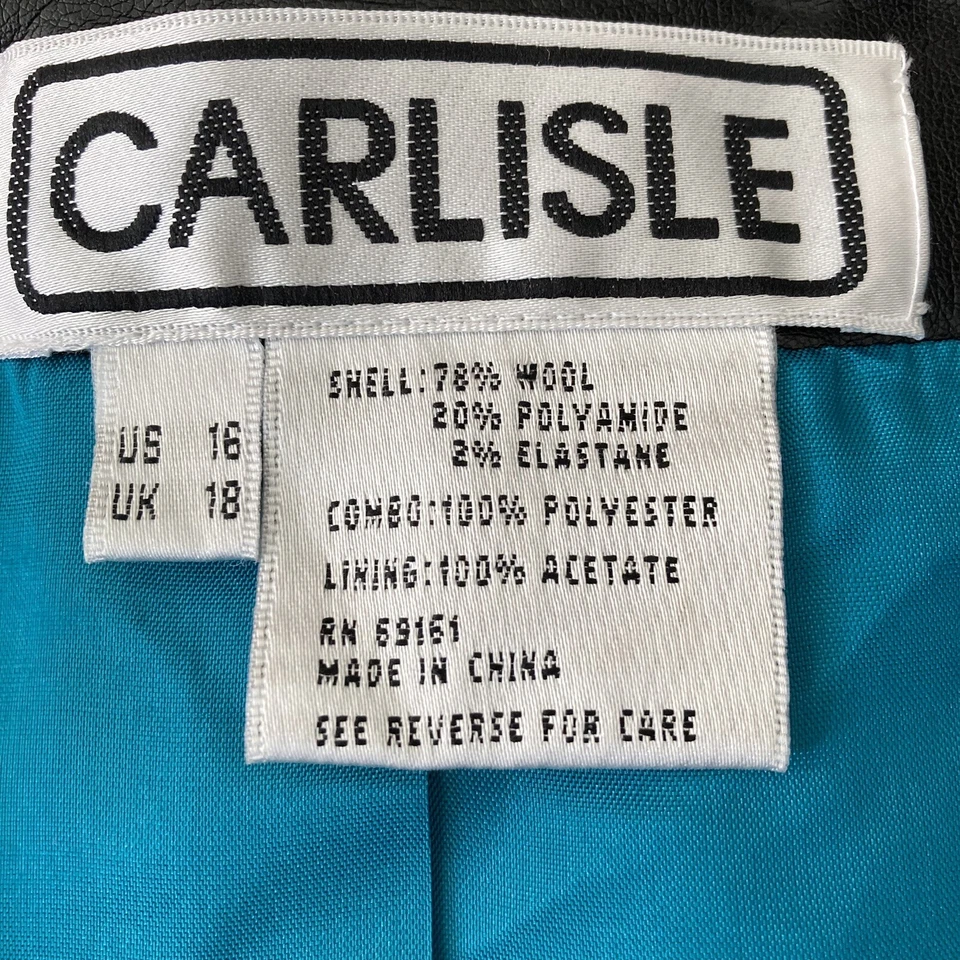 Vintage Carlisle Jacket Womens 16 blue Wool Blend Black Polyurethane Accent - Image 3 of 4