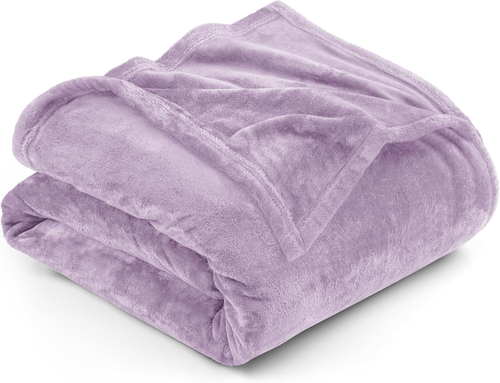 Fleece Blanket Twin Size Lilac 300GSM Luxury Anti-Static Fuzzy Soft Microfiber B