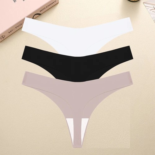 1/3PCS Seamless Thong Women Ice Silk T-back Breathable Crotch Briefs Lingerie - Bild 22 von 36
