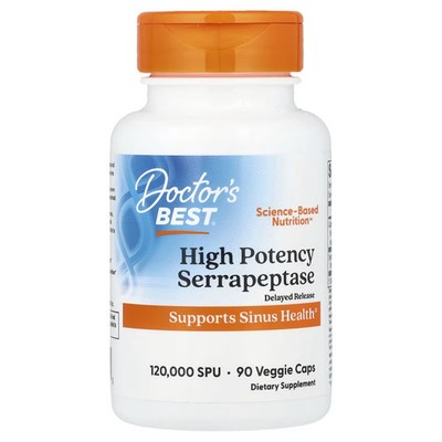 2 X  Doctors Best, High Potency Serrapeptase, 90 Veggie Caps