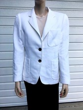 ROBERTO CAVALLI Women's White 2 Button Lightweight Blazer Jacket sz 12-14 Italy