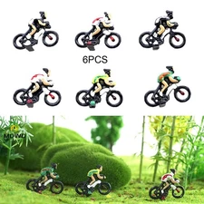 6 Pieces 1/87 People Model Micro Landscape Cyclists Tiny People Model