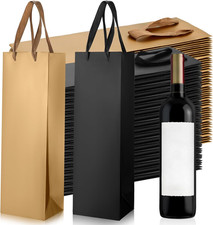 50 Pack Wine Bottle Gift Bags Paper Wine Gift Bags Bulk 13.8X3.7X3.5 Inch with H