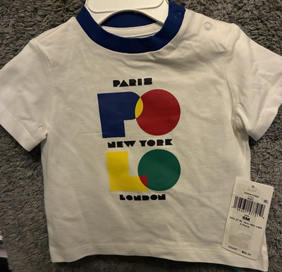 Ralph Lauren Baby 6M 2pc Paris New York London T-Shirt & Green Shorts Set Cotton