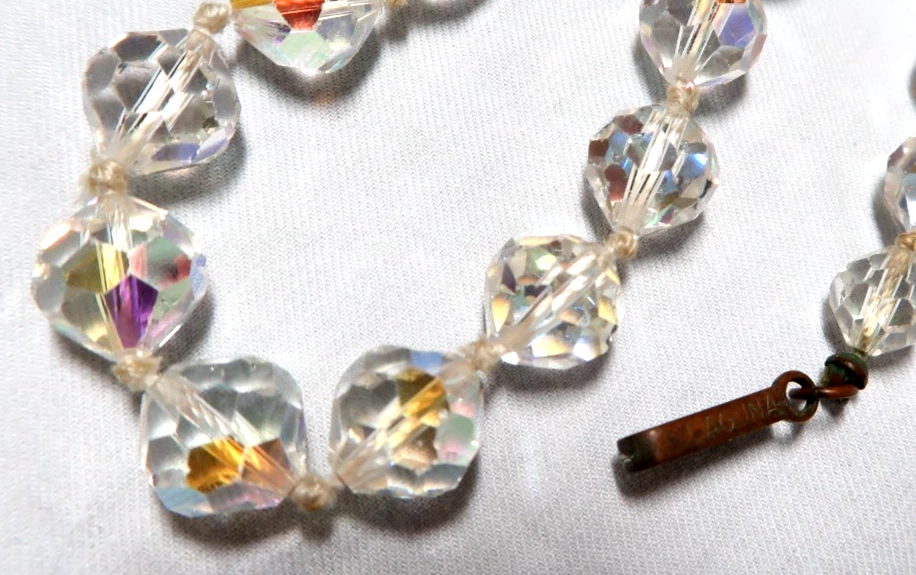 PRECIOSO COLLAR DE CRISTAL AURORA BOREAL VINTAGE ~FIRMADO: LAGUNA Foto 3 de 3