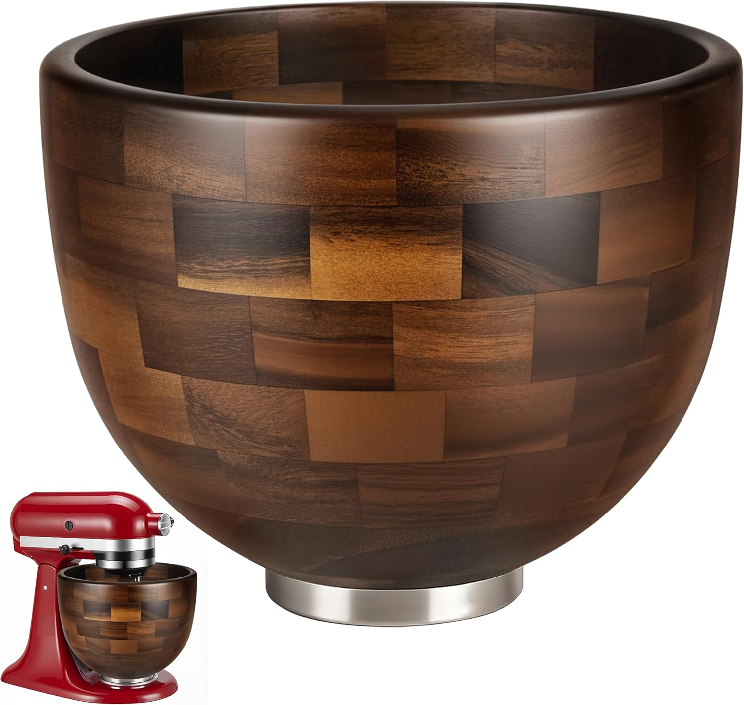 Walnut Wood Mixing Bowl Kitchenaid 4.5 5 QT