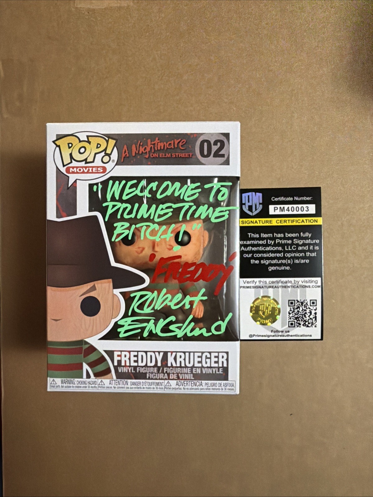 Robert Englund Firmado/Autografiado Freddy Krueger Funko Pop! Certificado de autenticidad Prime.