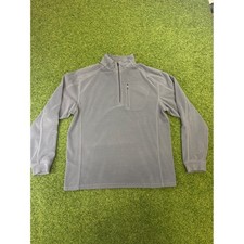 LL Bean Mens Gray Quarter Zip Fleece Pullover Size Medium Reg Hiking