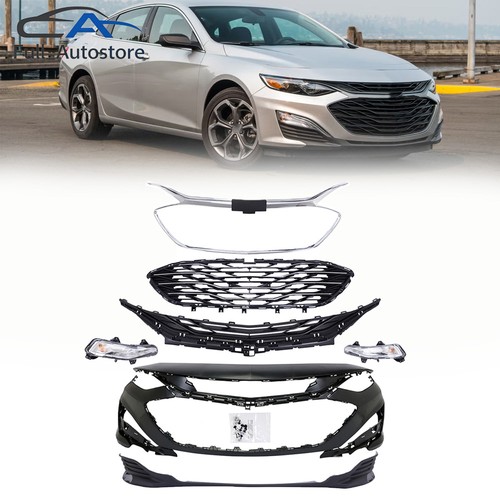 Front Bumper Cover Grille Kit W/ LED DRL For 2019 -2025 Chevy Chevrolet Malibu