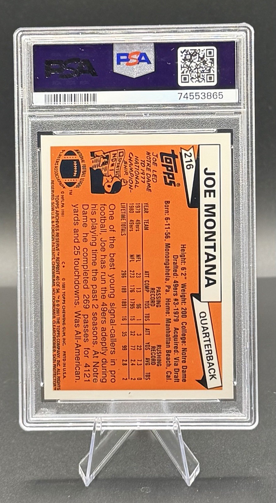 2001 Topps Archives Reserve - Joe Montana #40 Refractor PSA 9! 🔥🔥 view 2