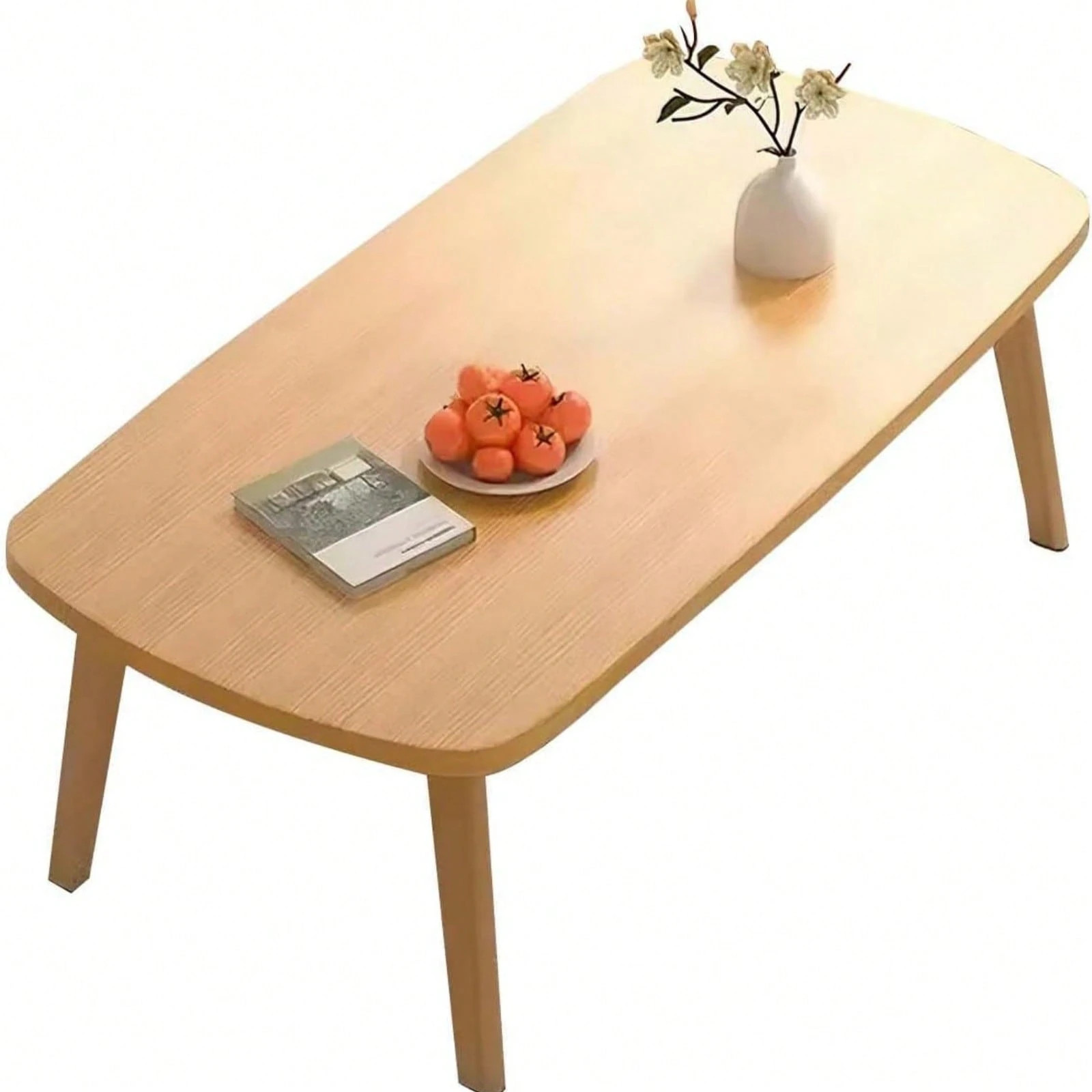 Niedriger, klappbarer Couchtisch aus Holz in Aprikosenfarbe Billig24