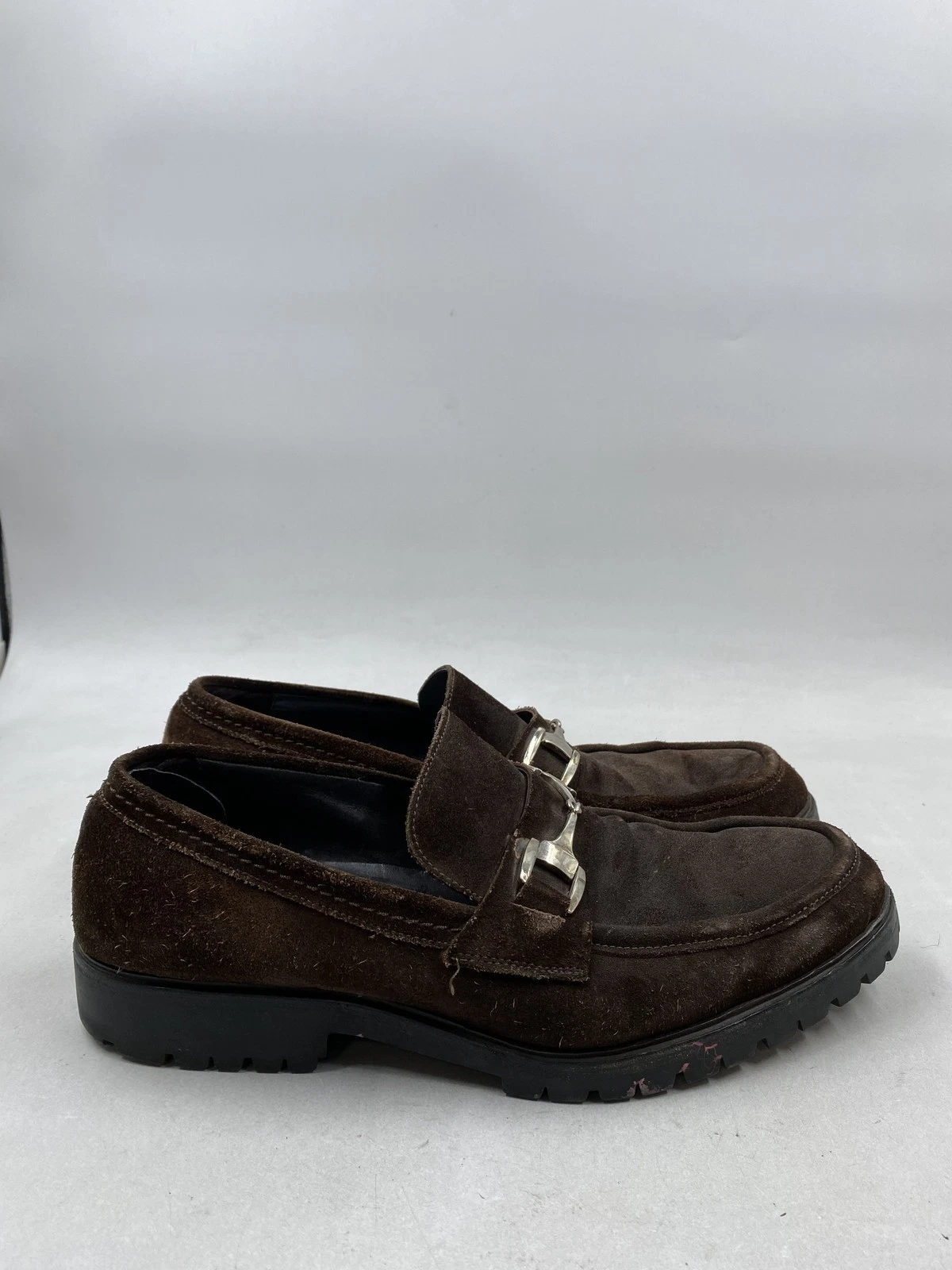 Mocassins habillés Gucci marron en daim massif Horsebit M 10