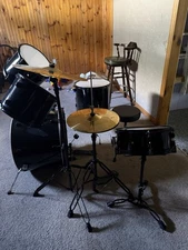 5-Piece Complete Full Size Pro Adult Drum Set Kit with Stool Drum Pedal Sticks