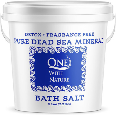 One With Nature 100% Pure Dead Sea Salt for Bath, 5lb Unscented. Dead Sea Salt i