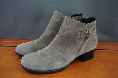 Born Phobos Boots Womens Size 10 Gray Suede Ankle Booties Block Heel Side Zip