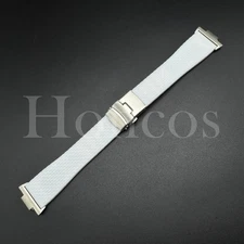Replacement Mesh Rubber Band Watch Strap Fits for Tissot PRX Clasp Adapter White