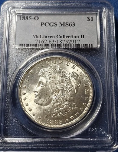 A 1885 O Morgan Silver Dollar PCGS MS 63 McClaren Collection II Pedigree