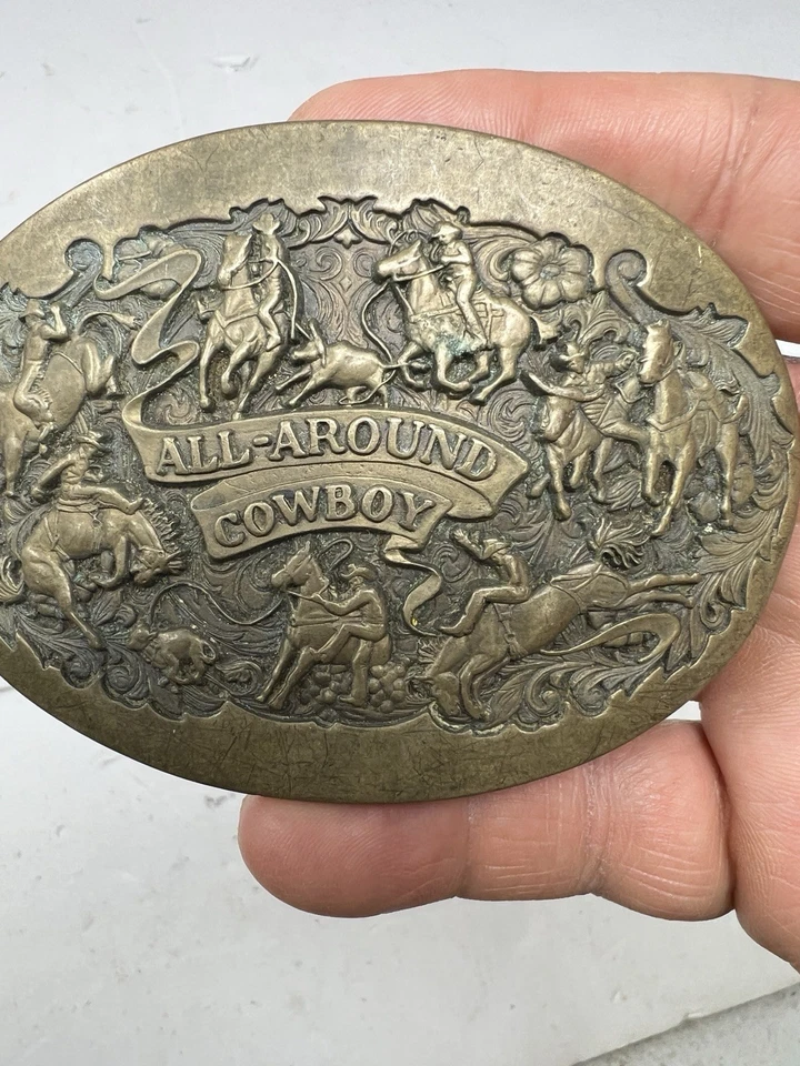 Award Design Medals Solid Brass Belt Buckle All Around Cowboy - Image 2 of 4