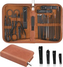 26Pcs Professional Manicure Set, Stainless Steel Nail Clippers Kit Travel Case